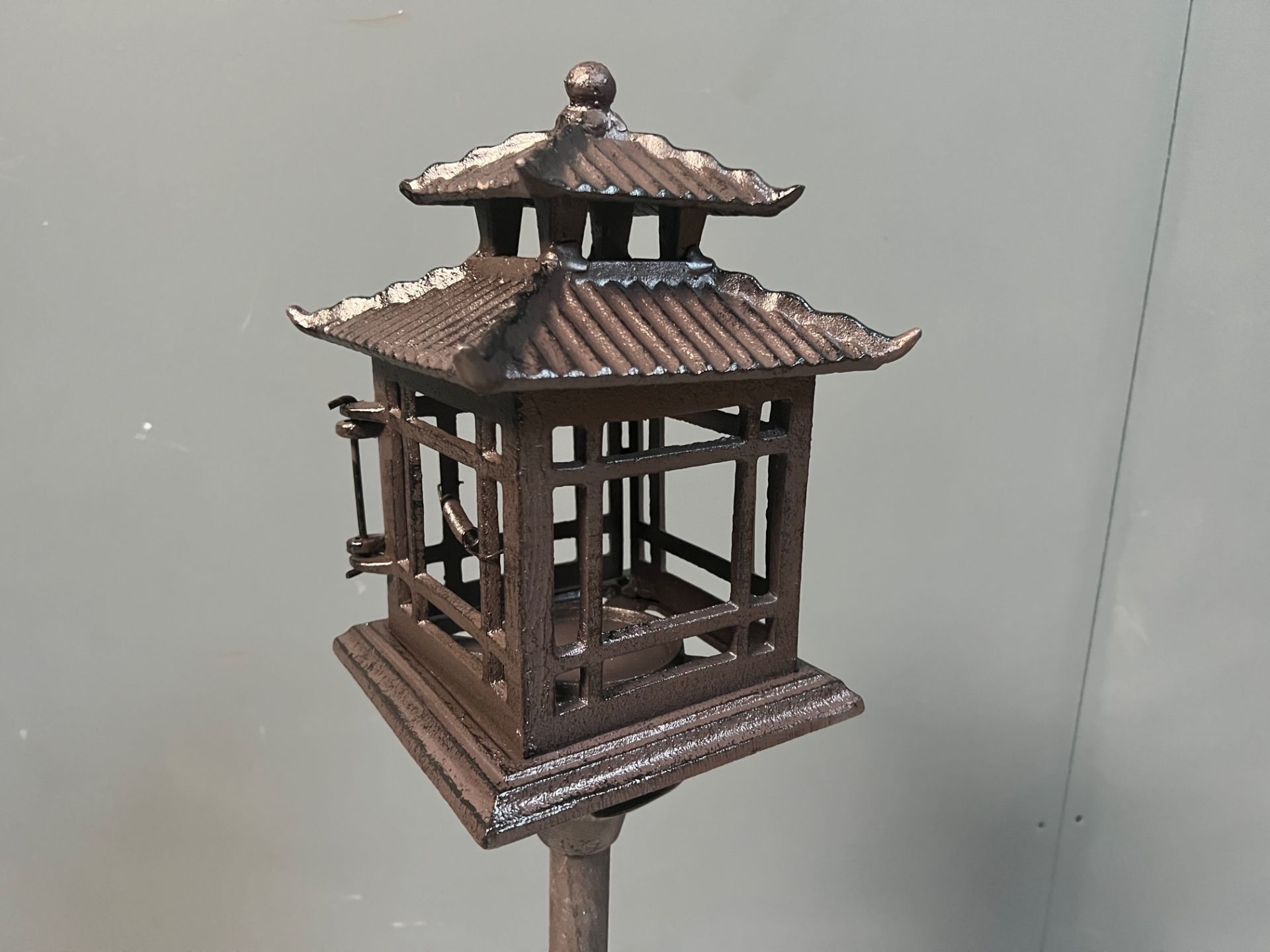 Large Cast Iron Oriental Garden Lantern On Stand DecorationÊ - Image 4 of 4
