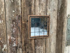 New Boxed Square Vintage Industrial Framed Metal Jail Mirror