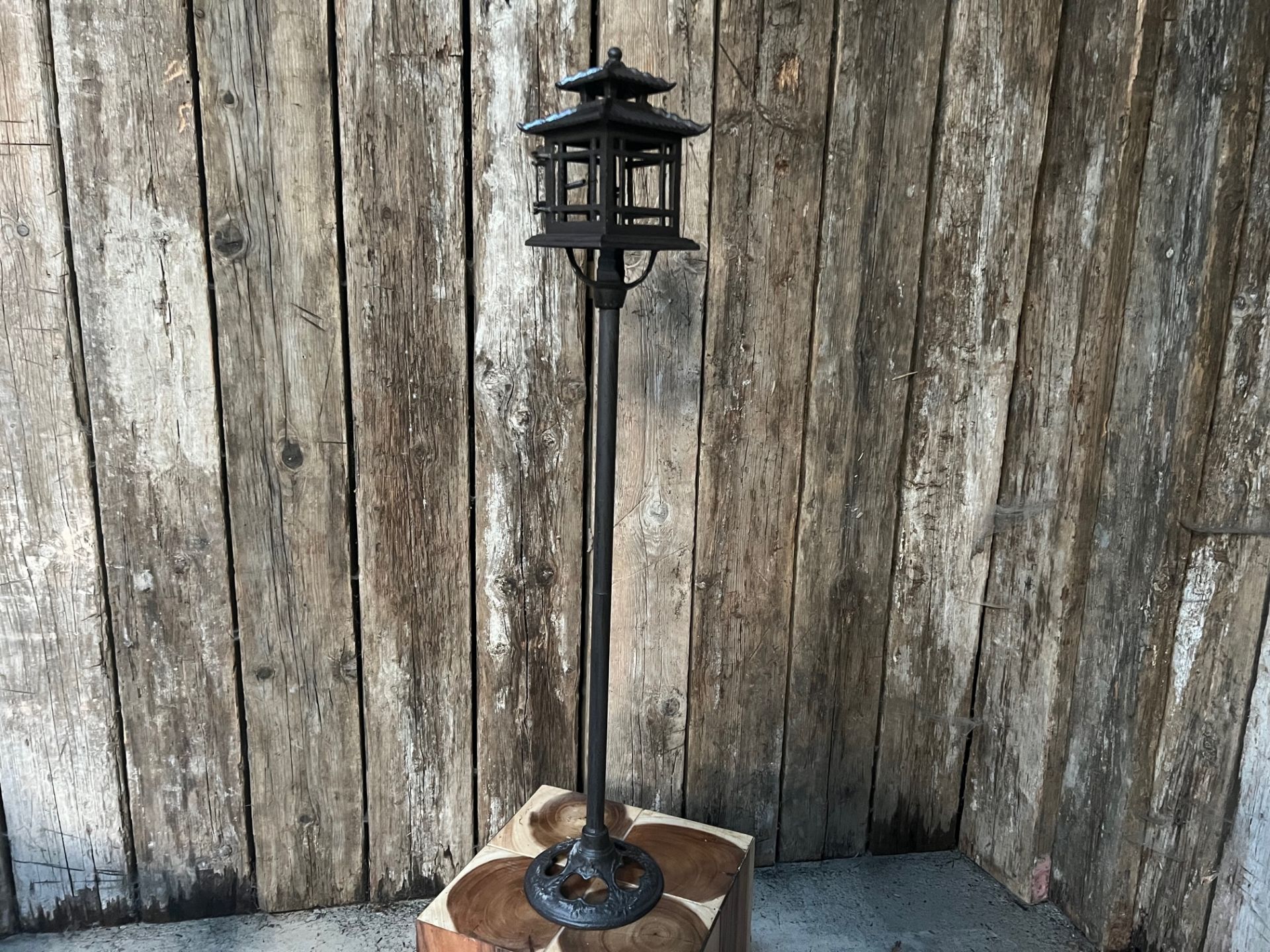 Large Cast Iron Oriental Garden Lantern On Stand DecorationÊ - Image 2 of 4