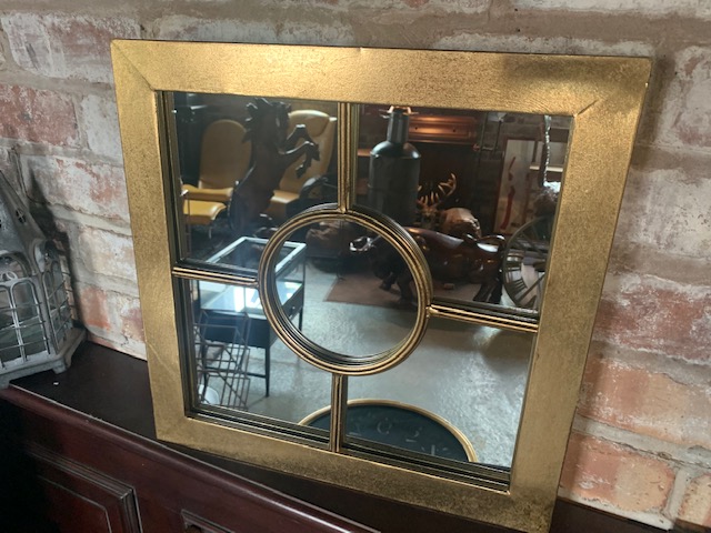 New Boxed Small Square Mirror In A Gold Finish (Approx 45cm)