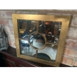 New Boxed Small Square Mirror In A Gold Finish (Approx 45cm)