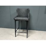 Boxed New Pair Of Classic Faux Leather High Bar Stools In Charcoal