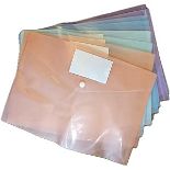 Box Of 100 (10 Packs Of 10) A4 Assorted Plastic Popper Wallets With Pocket & Name Cards