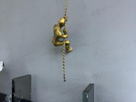 New Boxed Unique Modern Art Cast Iron Man Climbing On Rope Ornament - Gold