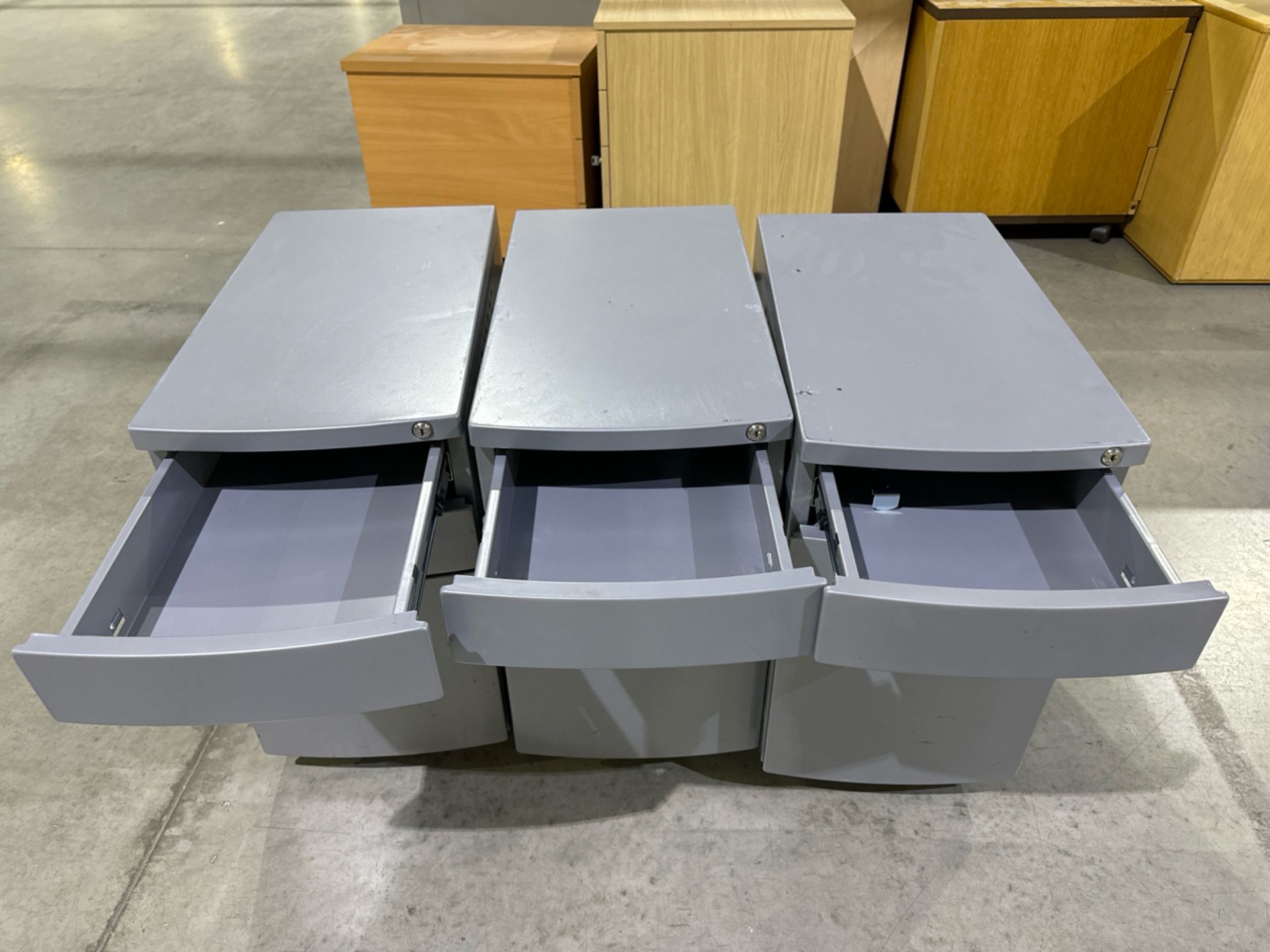Grey Metal Mobile Storage Drawers x3 - Image 4 of 5
