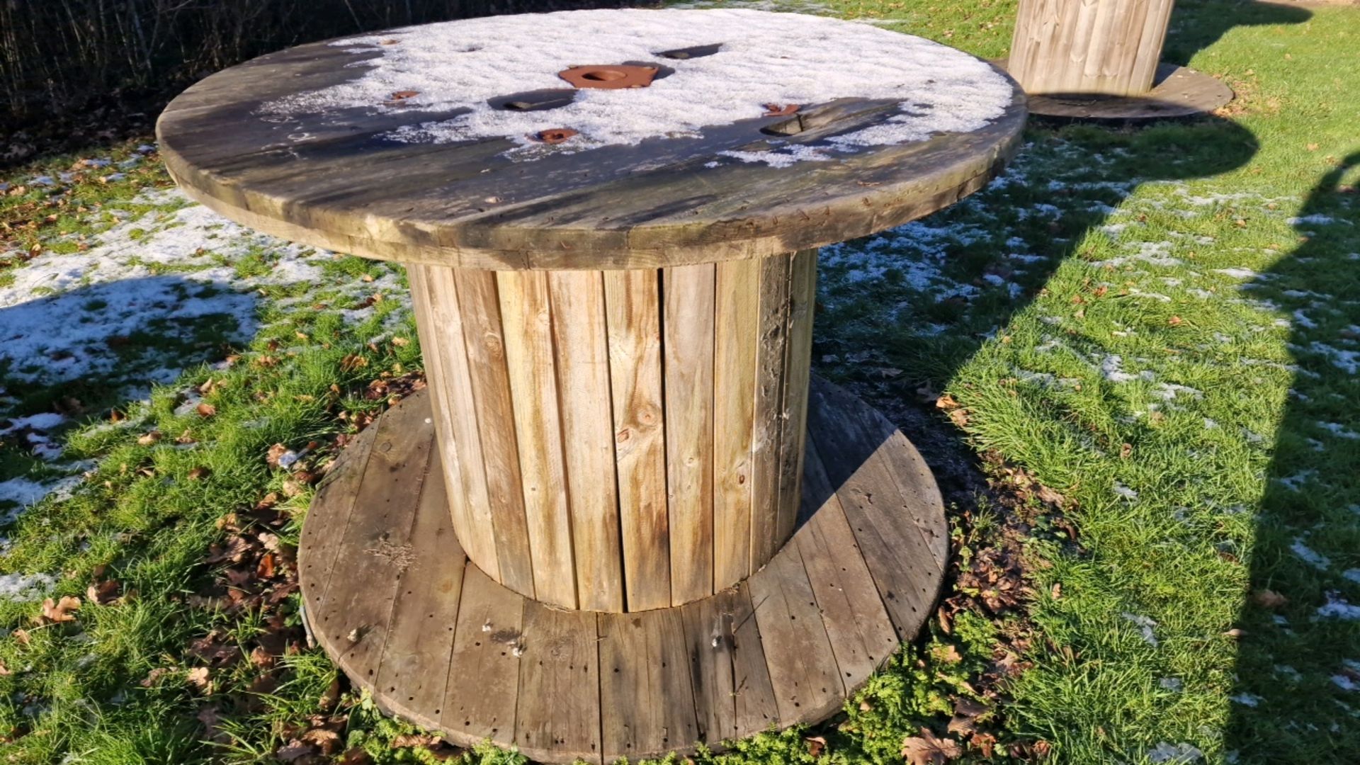 Wooden Cable Drum Table x3 - Image 4 of 6