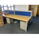 ref 110 - Bank Of 4 Desks With Privacy Dividers & Chairs