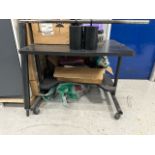 ref 447 - Anthro Black Mobile Table with Under Shelf