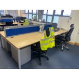ref 108 - Bank Of 4 Desks With Privacy Dividers & Chairs