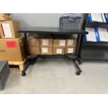 ref 426 - Anthro Black Mobile Table with Under Shelf