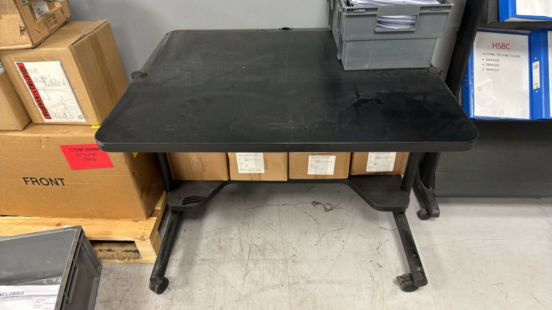 ref 426 - Anthro Black Mobile Table with Under Shelf - Image 2 of 3
