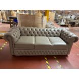 Grey Faux Chesterfield Style Leather Sofa