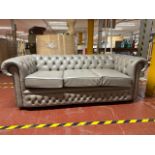 Grey Faux Chesterfield Style Leather Sofa