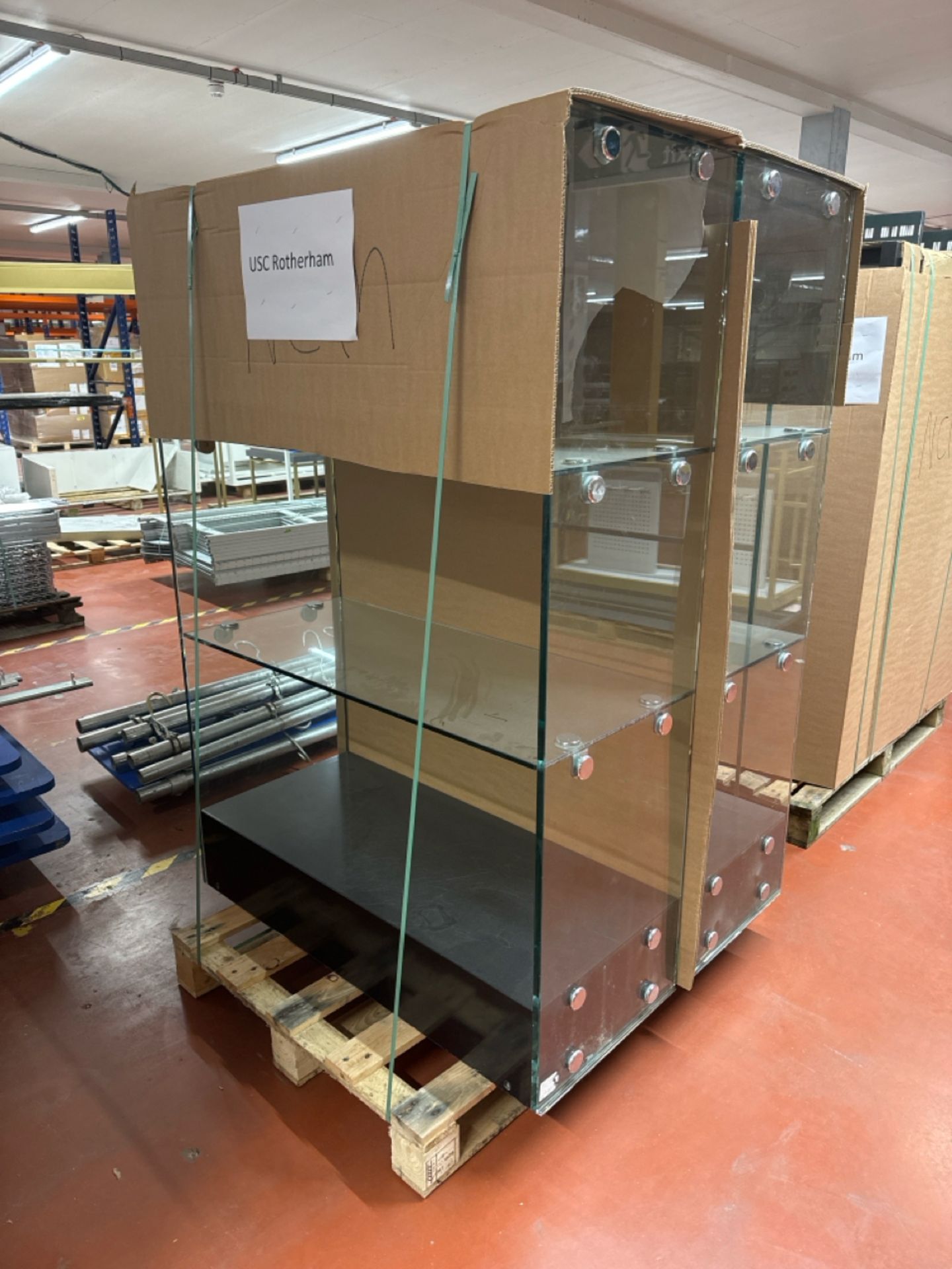 2 x Glass Display Shelving Units