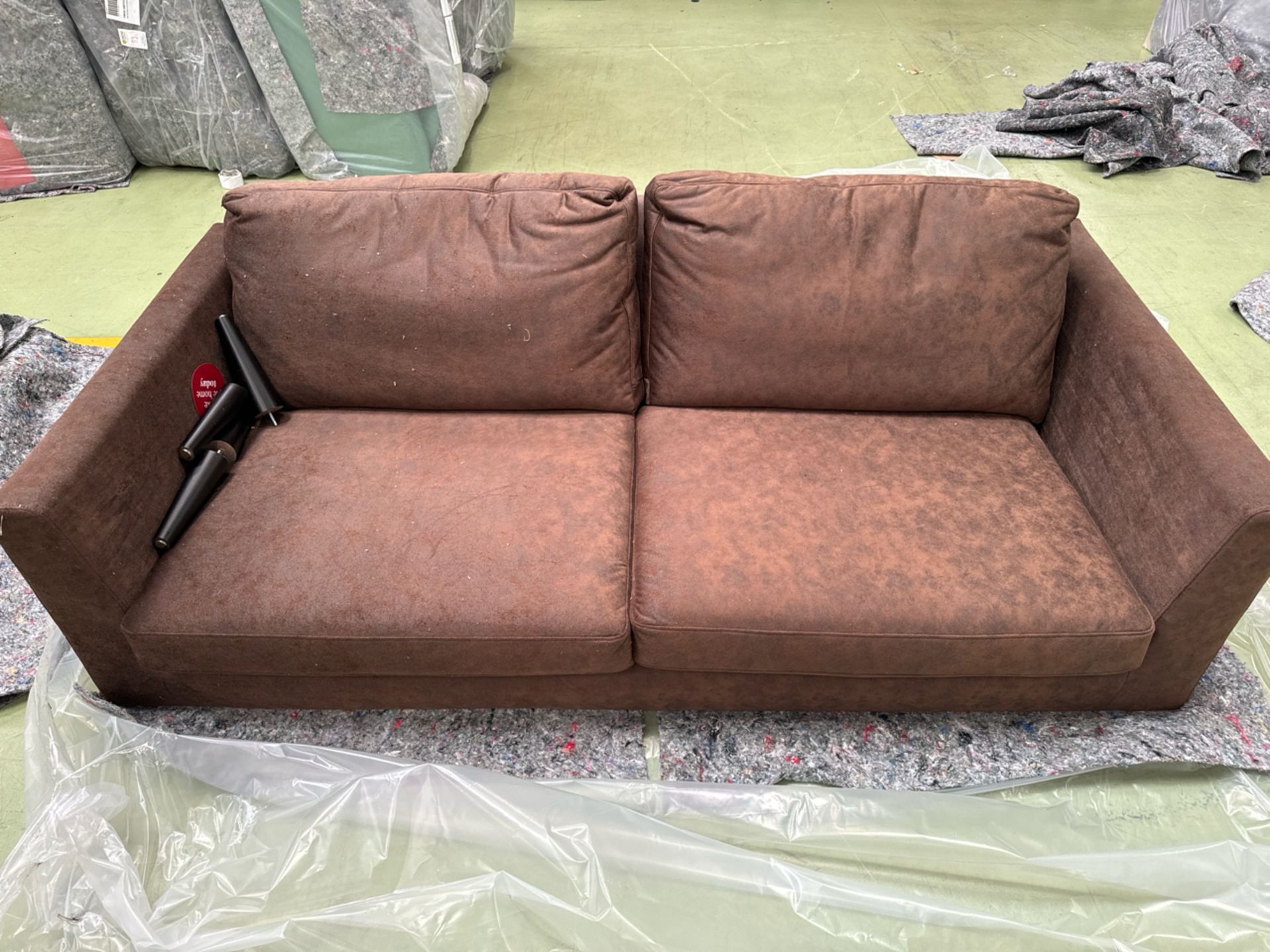 Jude 3 Seat Sofa In Chocolate Faux Leather - Image 2 of 6