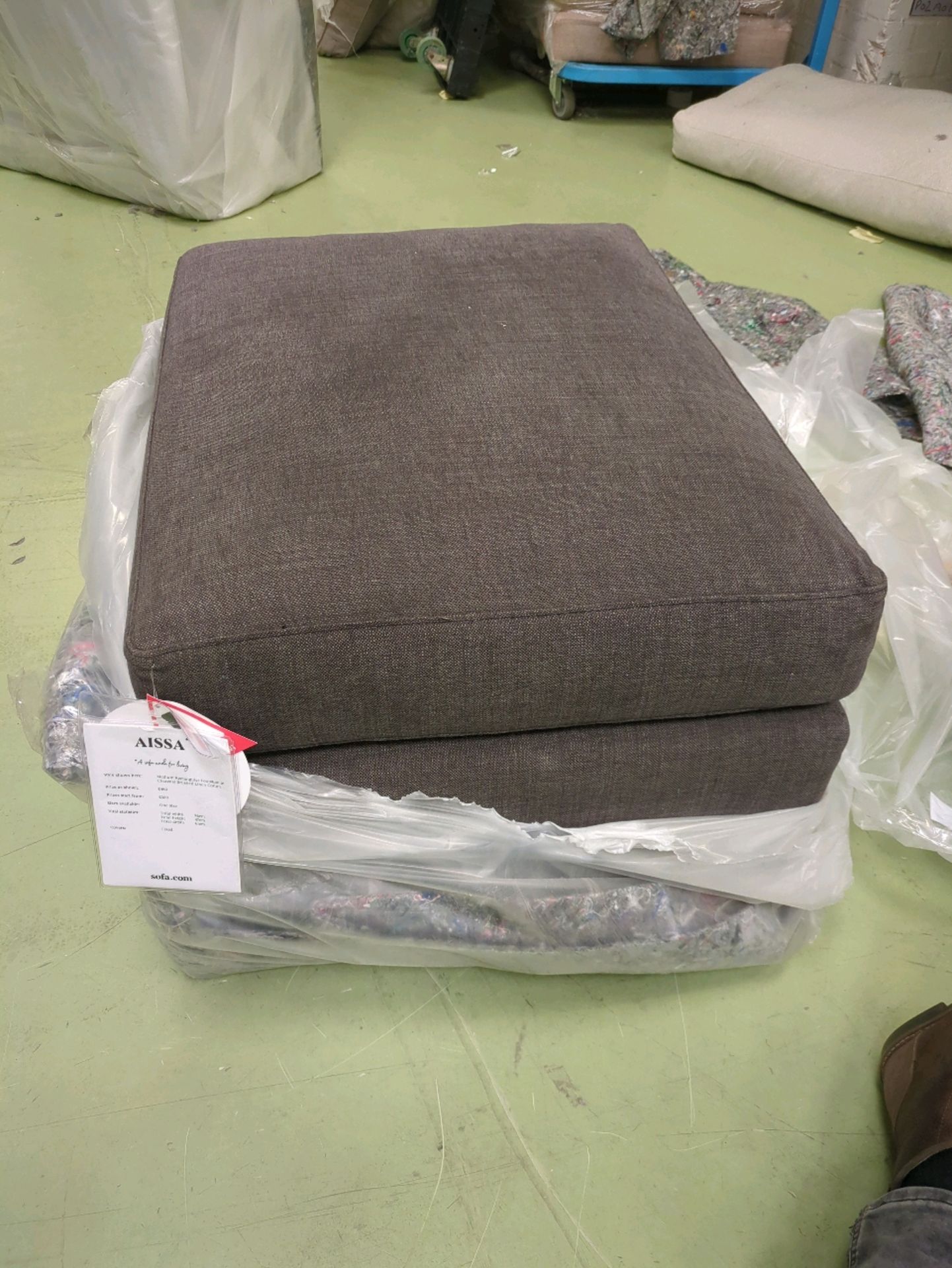 AIssa Footstool Charcoal Brushed Linen Cotton - Image 3 of 4