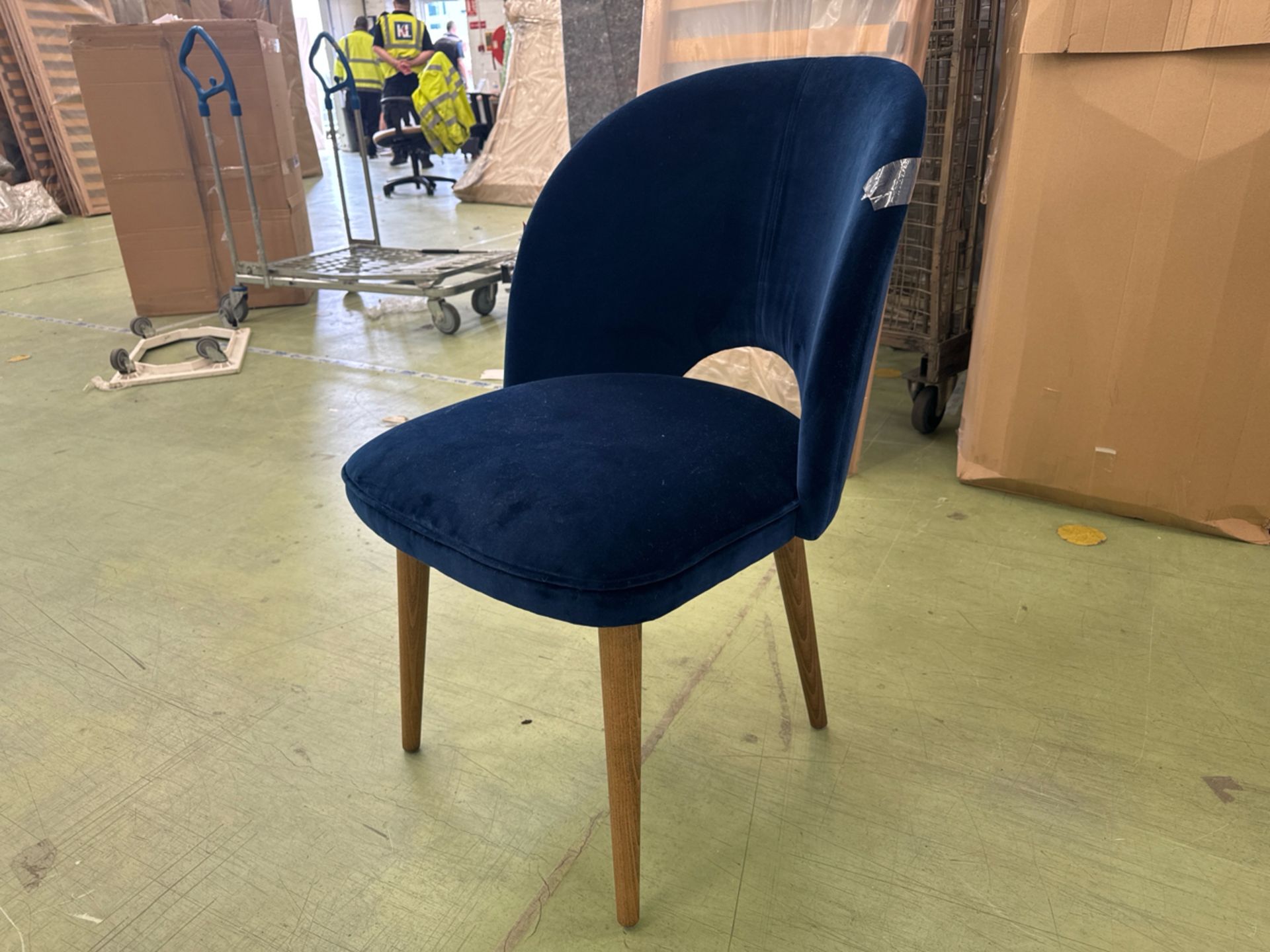 Darcy Dining Chair In Prussian Blue Cotton Matt Velvet - Image 2 of 5