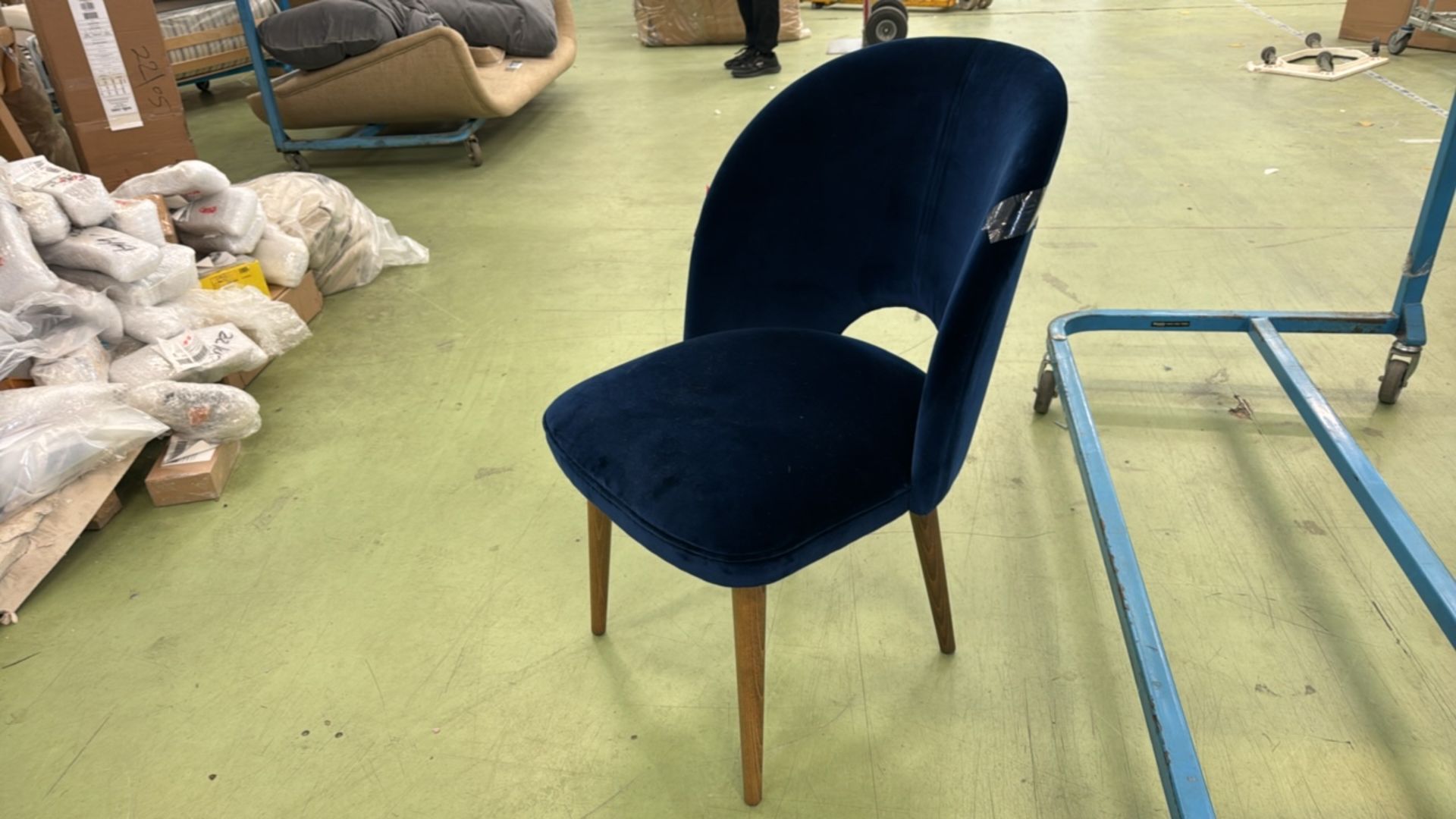 Darcy Dining Chair In Prussian Blue Cotton Matt Velvet - Image 3 of 5