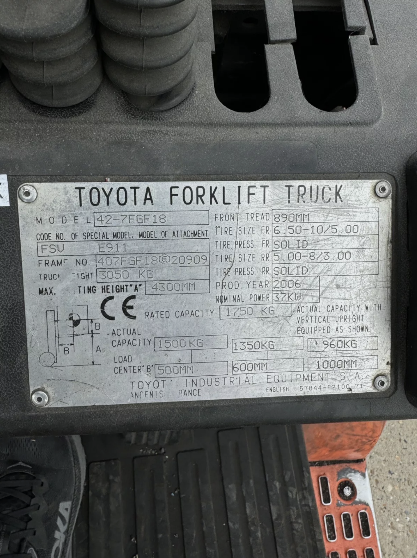 2006 - TOYOTA 1.8 Tonne Gas Forklift (container / triple mast) - Image 4 of 4