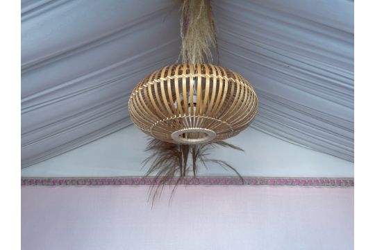 Trio Of Pendant Wicker Lamp Shades - Image 2 of 8