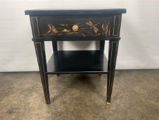 Trouvailles Hand Crafted Oriental Side Table with Drawer