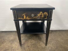 Trouvailles Hand Crafted Oriental Side Table with Drawer