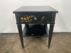 Trouvailles Hand Crafted Oriental Side Table with Drawer