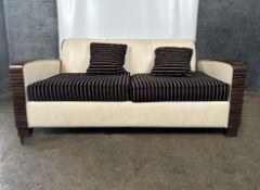 David Linley Cream Leather Back Sofa