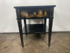 Trouvailles Hand Crafted Oriental Side Table with Drawer