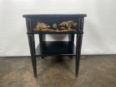 Trouvailles Hand Crafted Oriental Side Table with Drawer