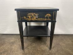 Trouvailles Hand Crafted Oriental Side Table with Drawer