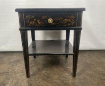 Trouvailles Hand Crafted Oriental Side Table with Drawer