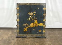 Oriental Design Hand Painted Wooden Cabinet