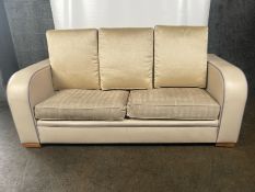 David Linley Cream Leather Back Sofa