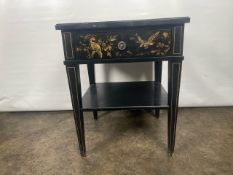 Trouvailles Hand Crafted Oriental Side Table with Drawer