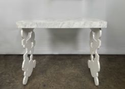 Marble Effect Top Mirrored Leg Side Table Designed for Collins Room at The Berkeley