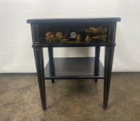 Trouvailles Hand Crafted Oriental Side Table with Drawer