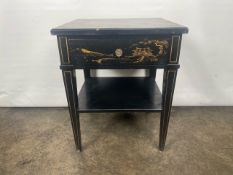 Trouvailles Hand Crafted Oriental Side Table with Drawer