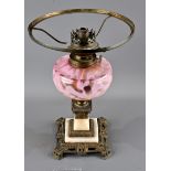 Antike Petroleumlampe, Neo-Empire, um 1900/20, guter, unperfekter Erhalt, verschiedene Materialien.
