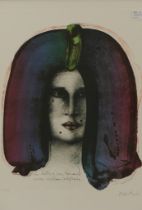 "La Belleza con lunares" - hinter Glas gerahmte, multiple Farblithographie des Paul Wunderlich (Ebe