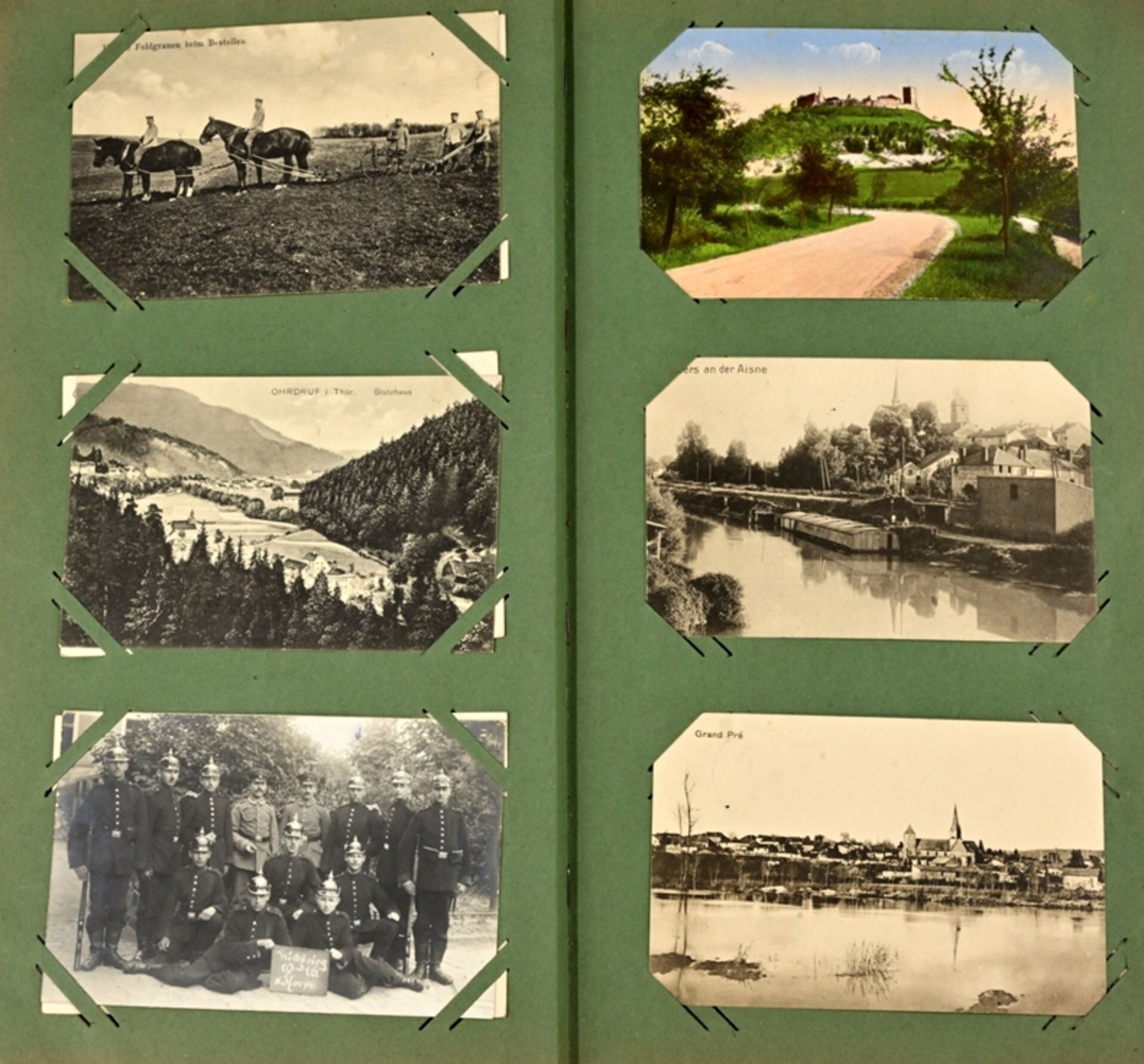 Antikes Post- und Ansichtskartenalbum mit über 200 teils farbigen Post + Ansichtskarten aus Westeur - Bild 9 aus 10