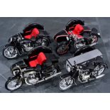 4 x Motorrad mit Beiwagen, SCHUCO, Maßstab 1:10, alle in Schwarz, verschiedene Modelle, 20. / 21. J