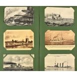 Antikes Post- und Ansichtskartenalbum mit über 200 teils farbigen Post + Ansichtskarten aus Westeur