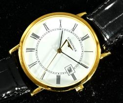 "LONGINES PRESENCE CLASSIC" Herrenarmbanduhr, sehr flaches, zeitlos elegantes Gehäuse in 18K Gelbgo