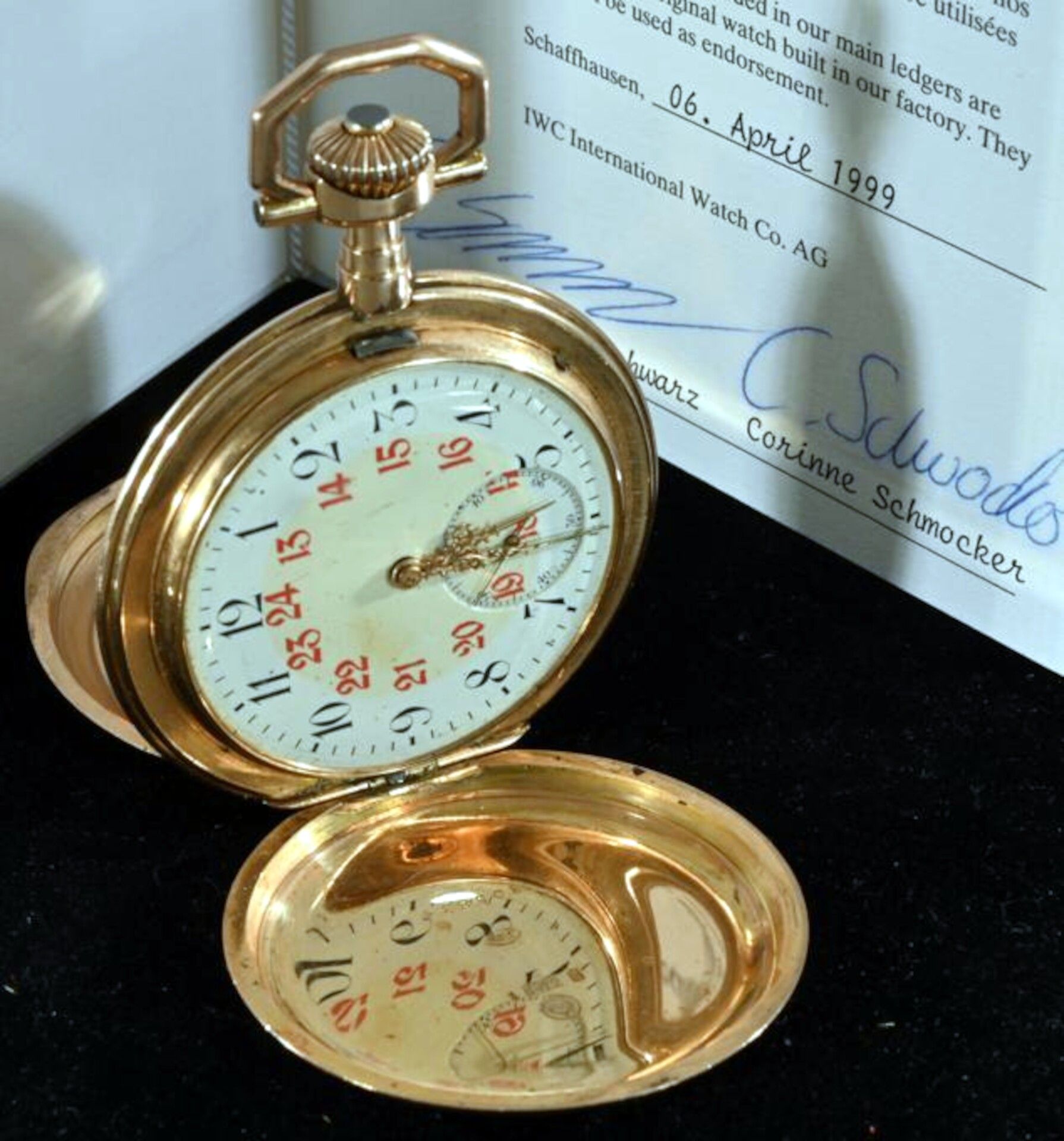 Schwere IWC (International Watch Company) Savonette Herrentaschenuhr, Schweiz um 1900, 14 K Roségol - Image 3 of 14