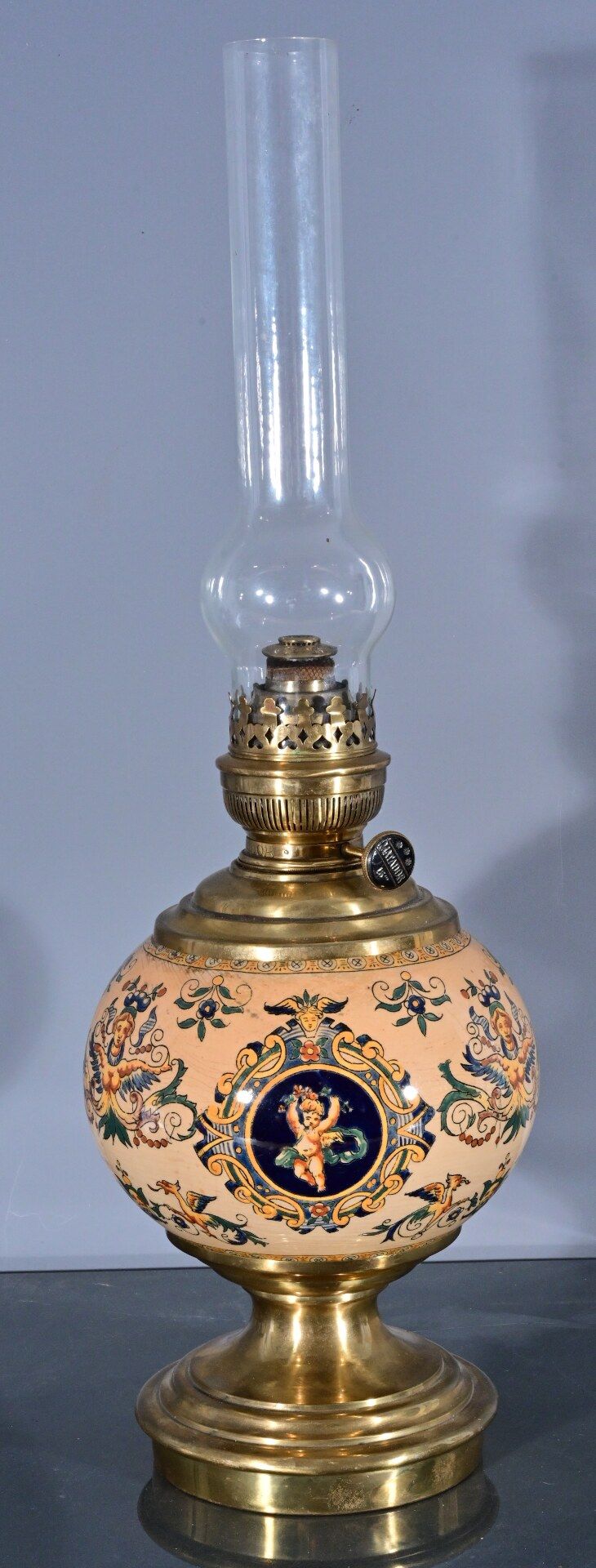 Ältere Petroleumlampe mit "MATADOR" - Brenner, Historismus, 20. Jhdt. Schöner, liebevoll gepflegter