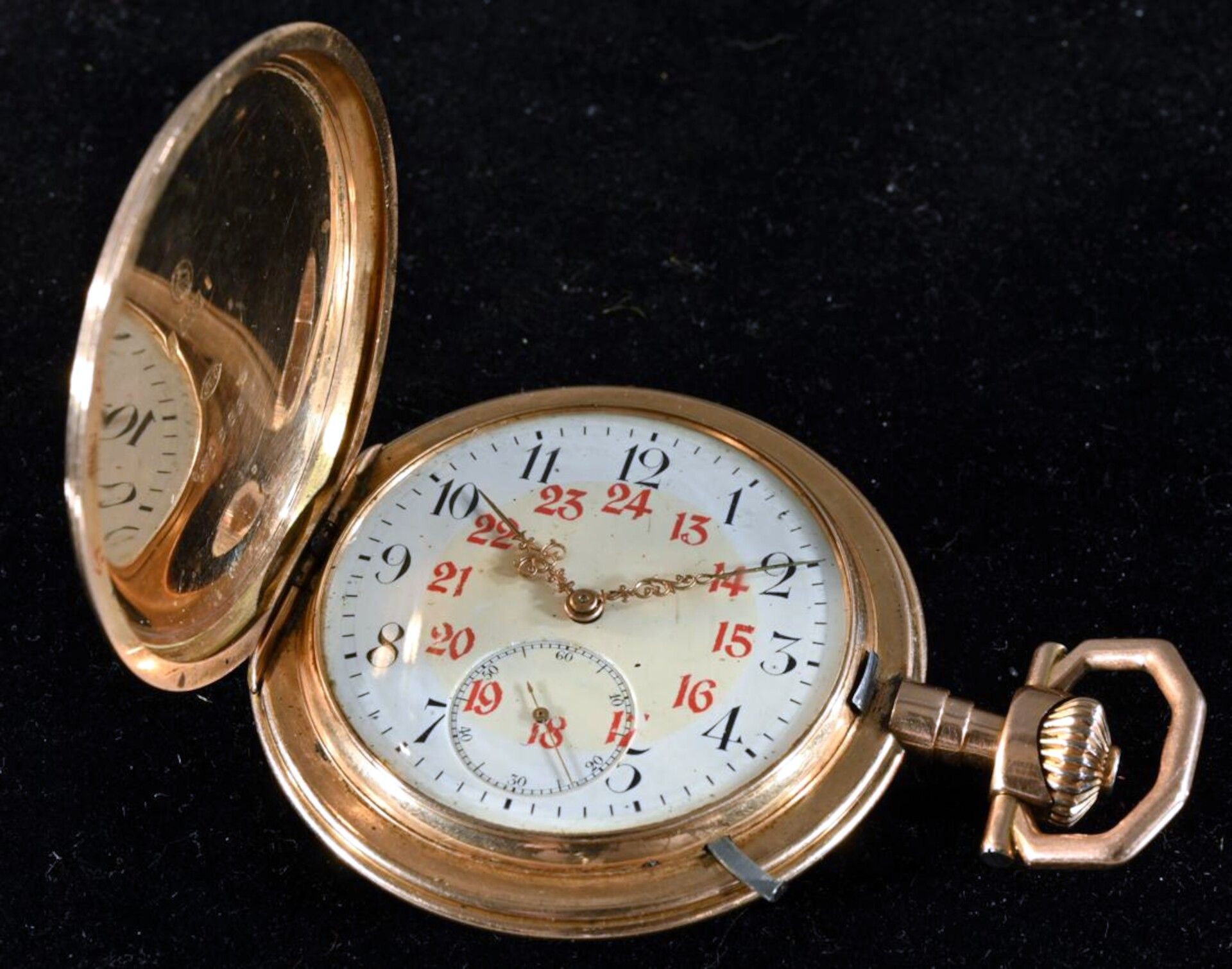 Schwere IWC (International Watch Company) Savonette Herrentaschenuhr, Schweiz um 1900, 14 K Roségol