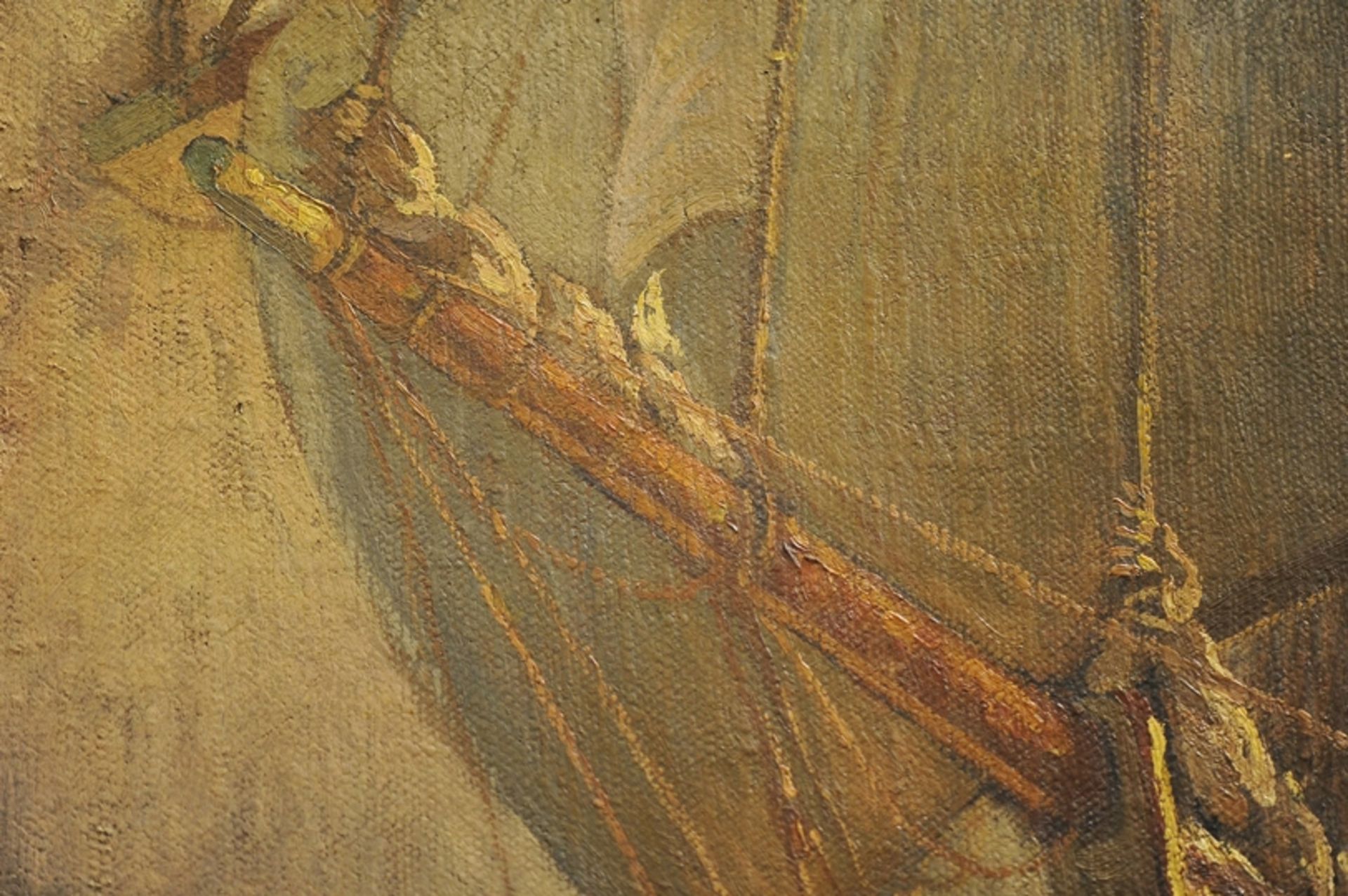 "Dreimaster unter vollen Segeln" - großformatiges Gemälde, Öl auf Leinwand, ca. 90 x 125 cm, unten - Bild 5 aus 12