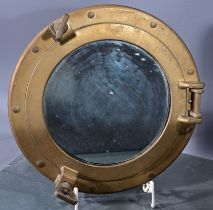Kleines "Bullauge" mit Spiegelglas, maritime Deko des 20. / 21. Jahrhunderts, Durchmesser ca. 30 cm