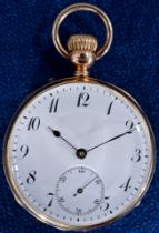 Frühe Remontoir Taschenuhr aus Adelsbesitz. Offene Herrentaschenuhr des späten 19. Jhdts., mechanis